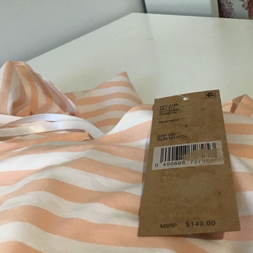 Cremieux Dress 6 Maxi NWT $149 Peach White Stripe - Picture 4 of 16